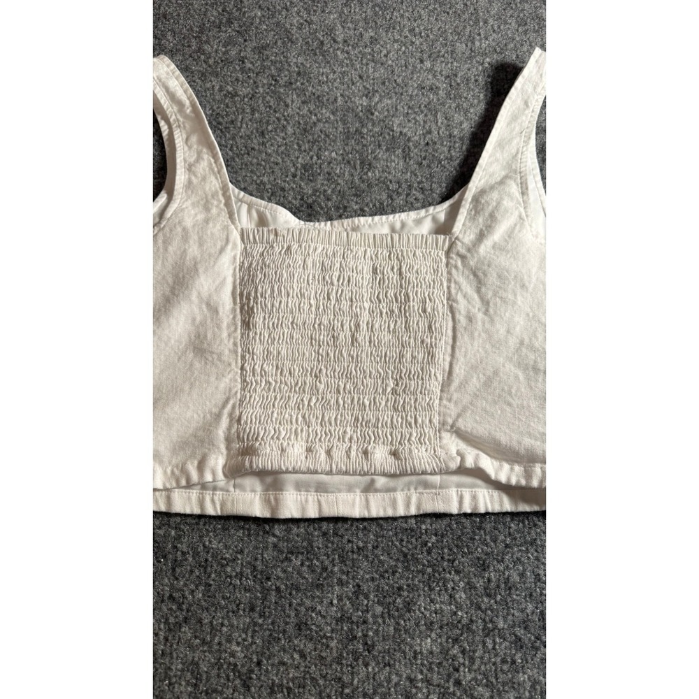 Banana Republic White Linen Blend Smocked Back Bustier Crop Top Size 0 - Picture 5 of 10